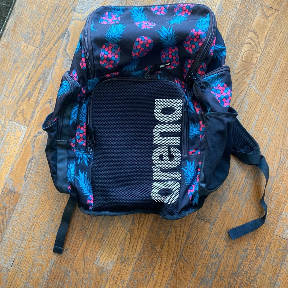 Arena Black and Blue Pineapple Print Backpack